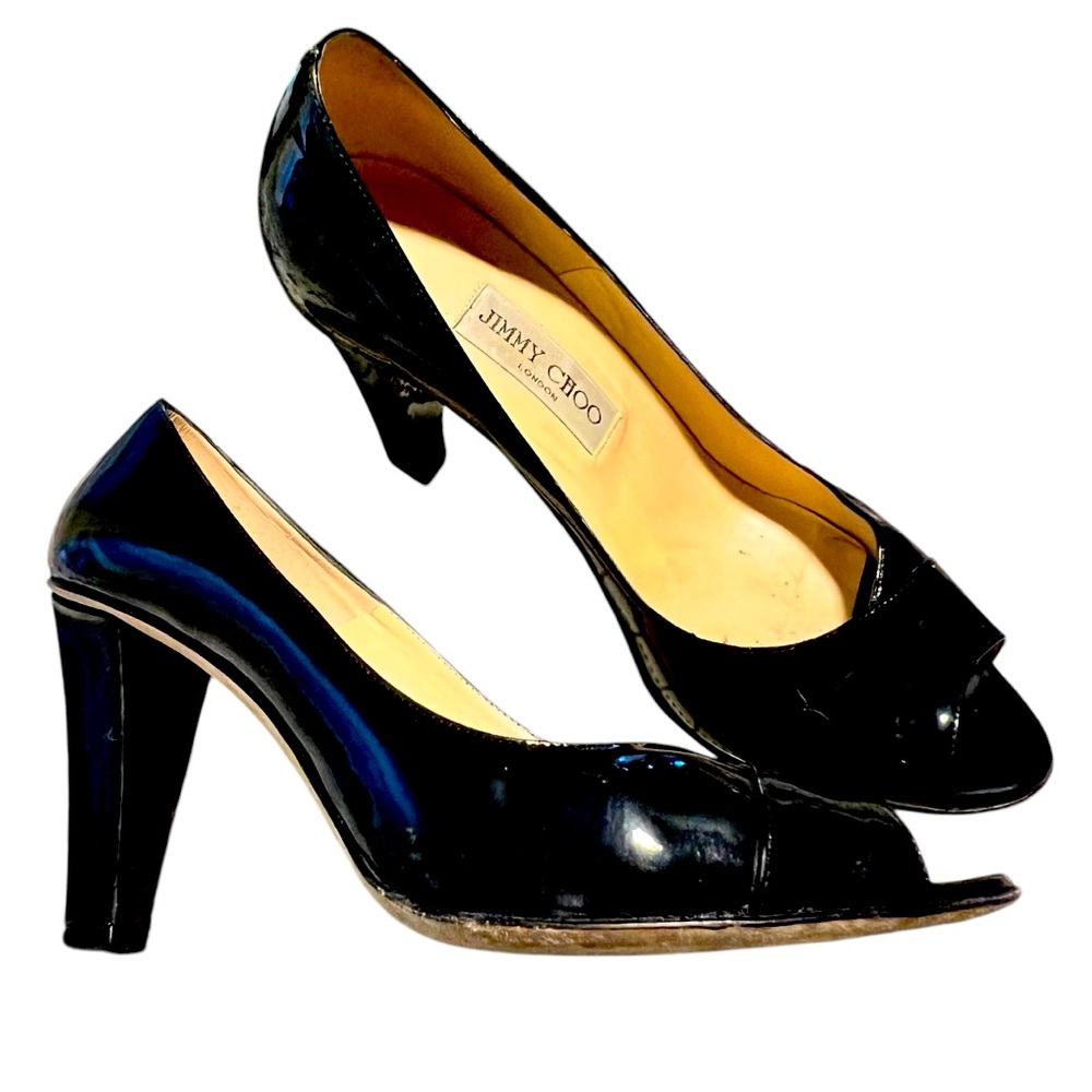 Jimmy Choo black peep toe pumps